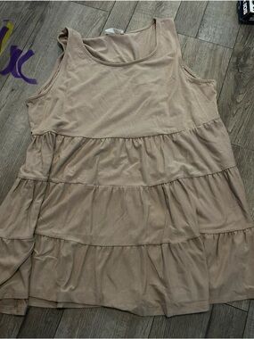 Women's Tiered Sleeveless Dress - Taupe